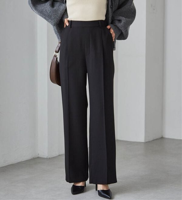 RANAN（ラナン）の「裏起毛美脚シルエットピンタックワイドパンツ（フルレングスパンツ）」｜詳細画像