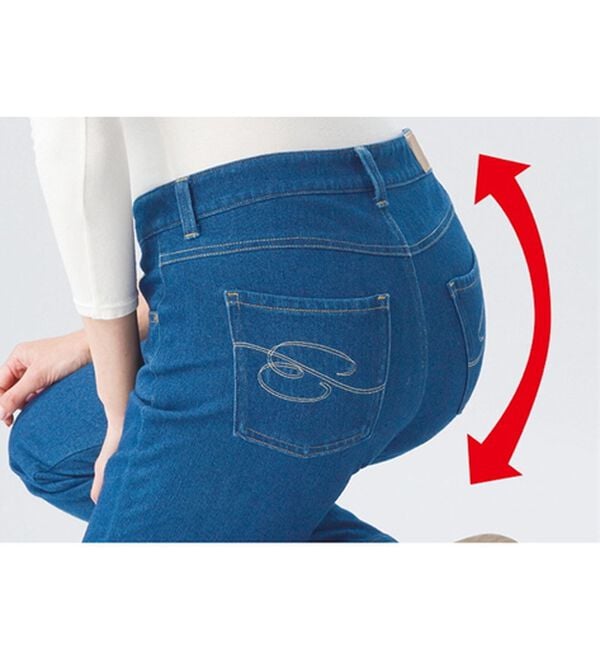 ルフラン（ルフラン）の「【３本組】楽してきれい！さらっと快適ニットデニム　ブーツカット（フルレングスパンツ）」｜詳細画像