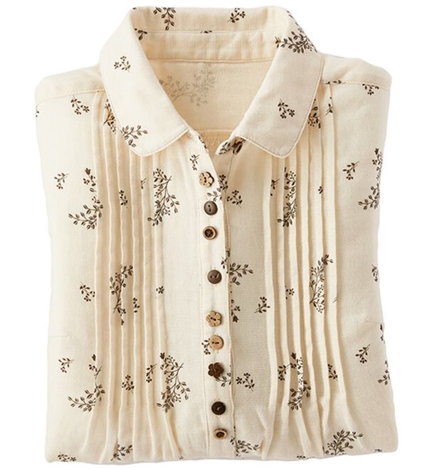 BELLUNA（ベルーナ）の「綿１００％ダブルガーゼブラウス（ブラウス）」｜小花(キナリ)