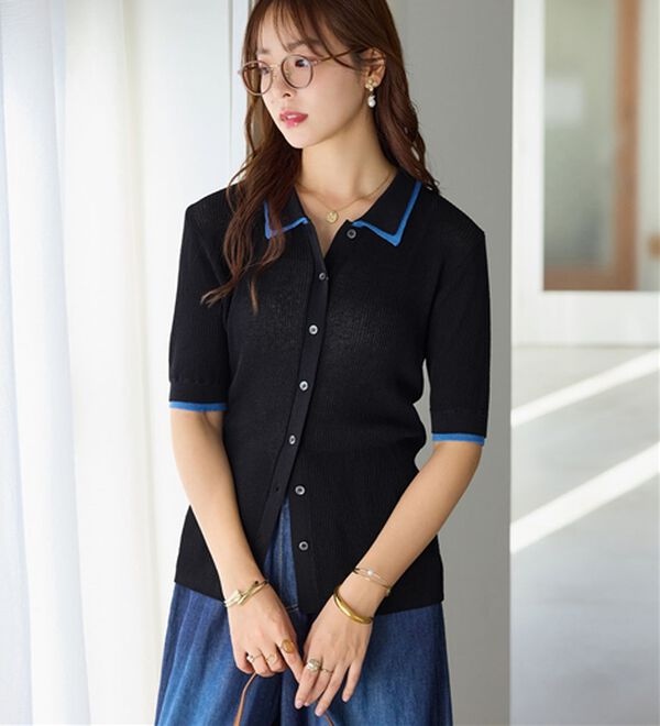 Viola e Viola（ヴィオラ エ ヴィオラ）の「アソートシアーリブニットポロシャツ（ポロシャツ）」｜詳細画像