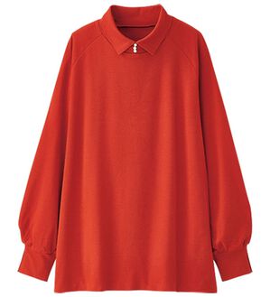 BELLUNA（ベルーナ）の「綿１００％衿付プルオーバー（カットソー）」｜オレンジ