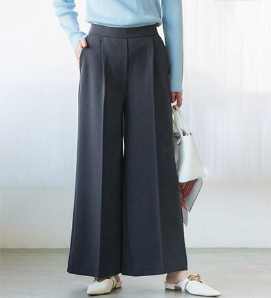 Pierrot（ピエロ）の「【選べる丈】楽ちんきれい高見えワイドパンツ（ワイドパンツ・ガウチョ）」