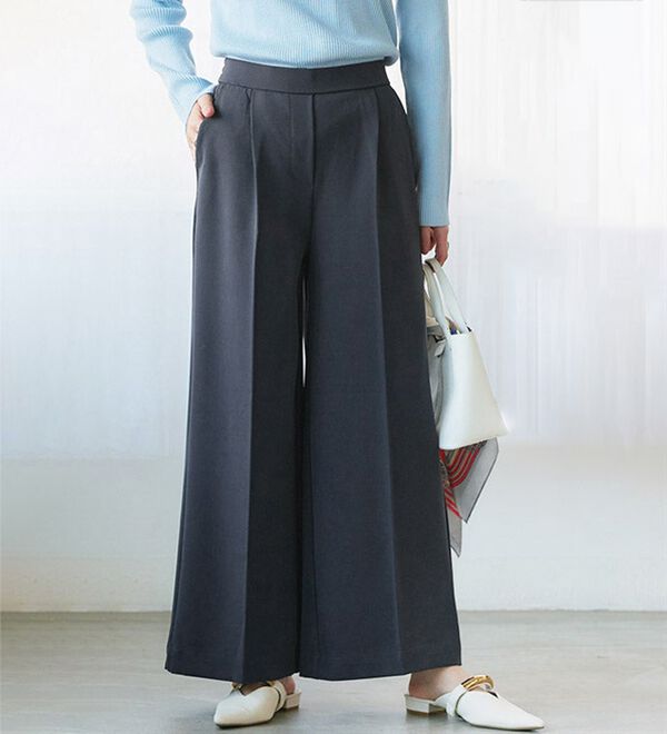 Pierrot（ピエロ）の「【選べる丈】楽ちんきれい高見えワイドパンツ（ワイドパンツ・ガウチョ）」｜詳細画像