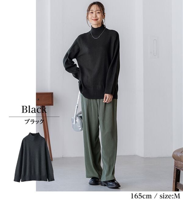 BELLUNA（ベルーナ）の「トレーナーがカジュアルすぎる方に！洗えるリブハイネックニット（ニット・セーター）」｜詳細画像