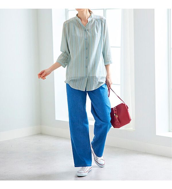 BELLUNA（ベルーナ）の「ストライプ柄スキッパーブラウス（ブラウス）」｜詳細画像