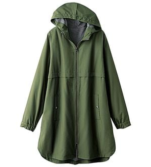 BELLUNA（ベルーナ）の「はっ水加工ボンディング素材ロング丈パーカー（ハーフコート）」｜カーキ