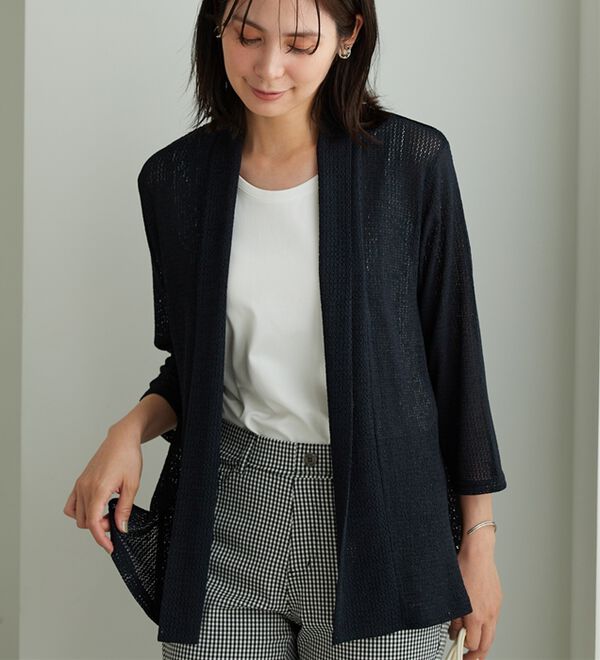 BELLUNA（ベルーナ）の「メッシュ素材トッパーカーディガン（ニットカーディガン）」｜詳細画像