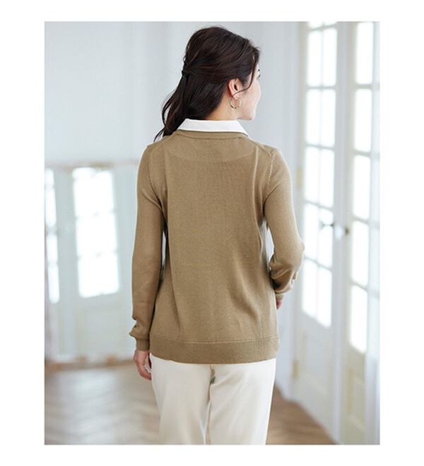 BELLUNA（ベルーナ）の「重ね衿付！細見えニットプルオーバー（ニット・セーター）」｜詳細画像