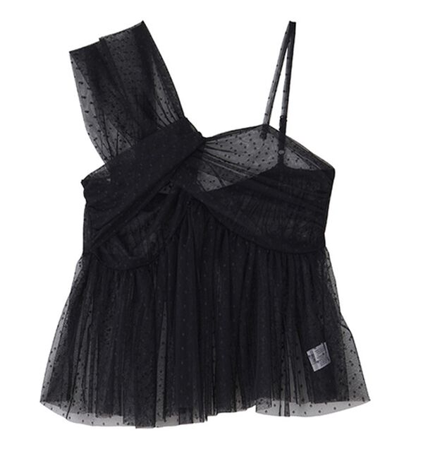 GeeRA（ジーラ）の「ドットチュールアシンメトリーデザインキャミビスチェ（チュニック）」｜詳細画像