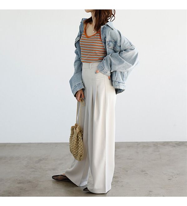 GeeRA（ジーラ）の「フロントポケットタックワイドパンツ（ワイドパンツ・ガウチョ）」｜詳細画像