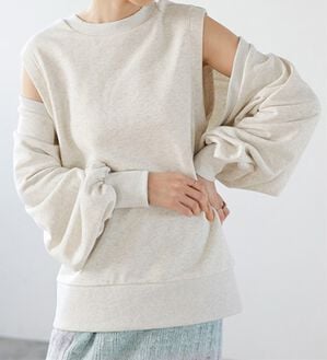 GeeRA（ジーラ）の「ボレロセット着回しスウェット（トレーナー・スウェット）」｜杢アイボリー