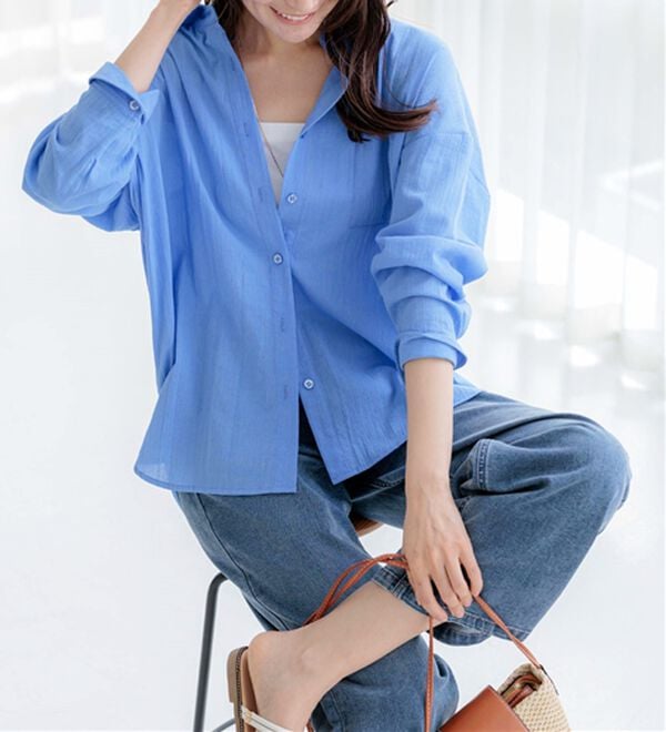 BELLUNA（ベルーナ）の「【接触冷感】透け感バックシャーリングシャツ（シャツ）」｜詳細画像