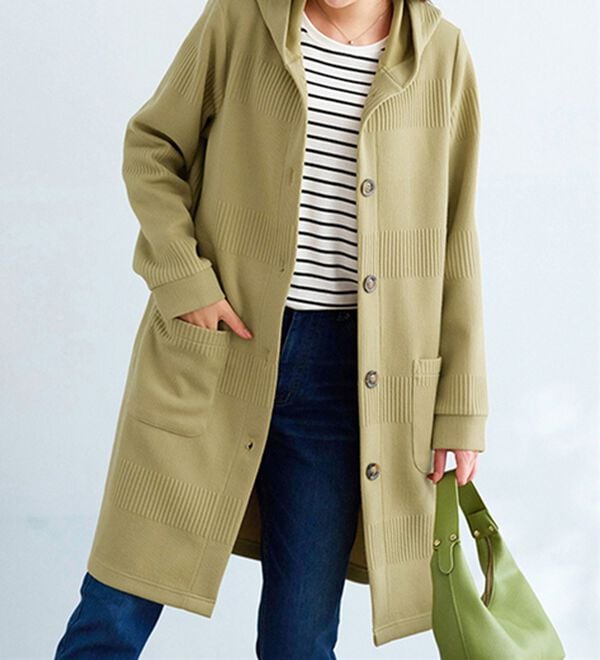 BELLUNA（ベルーナ）の「ボーダージャカード素材フードカーディガン（その他ジャケット）」｜詳細画像