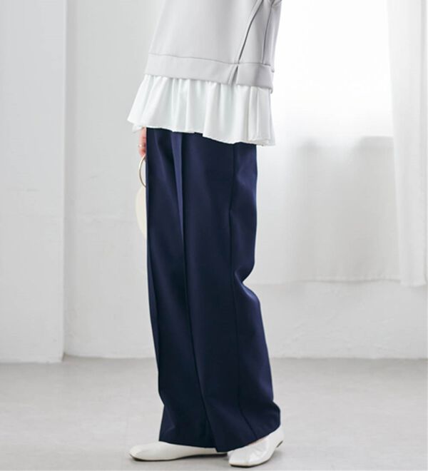 RANAN（ラナン）の「裏起毛美脚シルエットピンタックワイドパンツ（フルレングスパンツ）」｜詳細画像