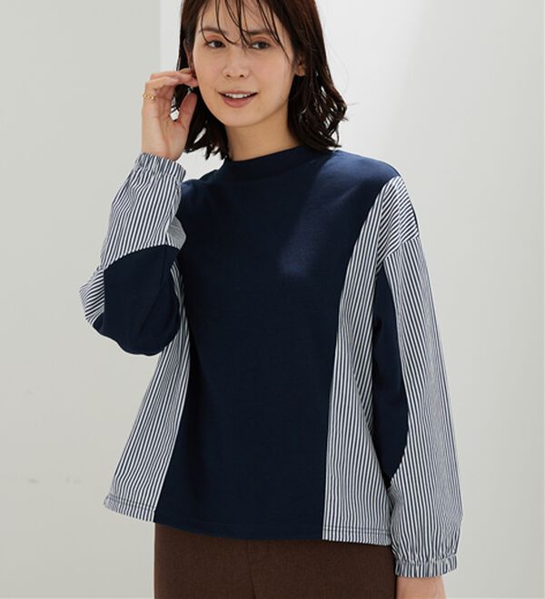 BELLUNA（ベルーナ）の「ストライプ切替デザインプルオーバー（カットソー）」｜詳細画像