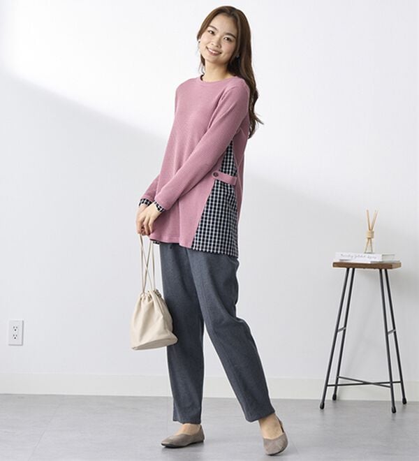 BELLUNA（ベルーナ）の「綿１００％やわらかゆるパンツ（フルレングスパンツ）」｜詳細画像