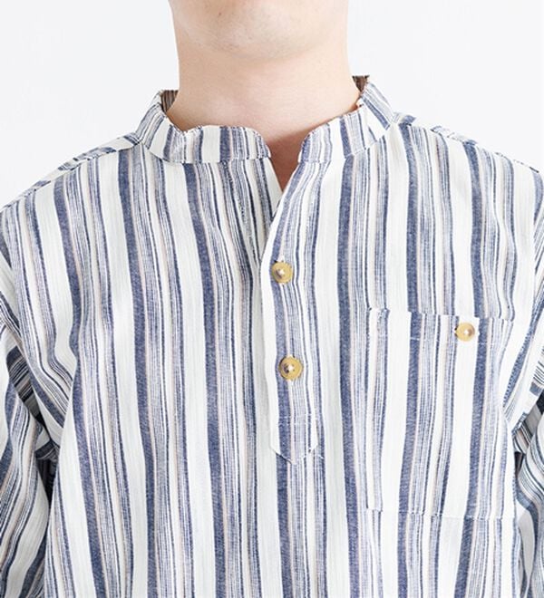 「ざっくり木綿のゆったりリラックスシャツ（メンズシャツ）」｜詳細画像