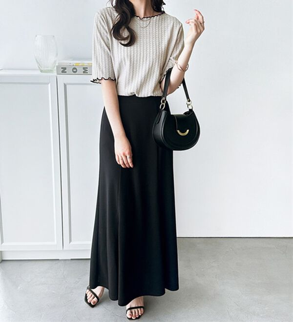 GeeRA（ジーラ）の「配色メロー５分袖表面感カットソー（カットソー）」｜詳細画像