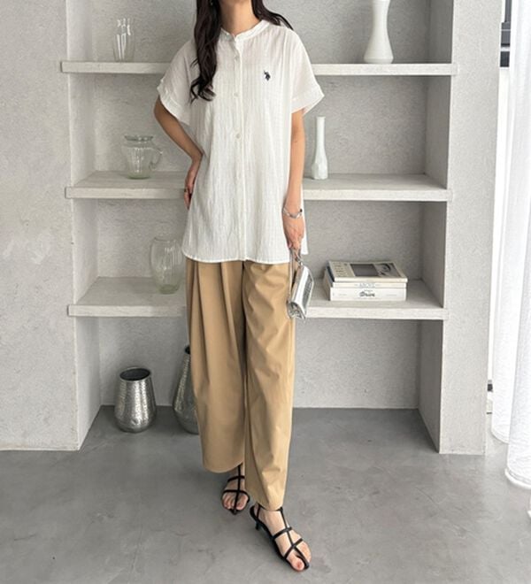 GeeRA（ジーラ）の「【ＵＳ．ＰＯＬＯ．ＡＳＳＮ】ポコポコ素材フレンチスリーブシャツ（シャツ）」｜詳細画像