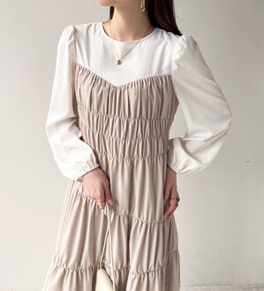 GeeRA（ジーラ）の「オケージョンにも対応！コルセット風デザインワンピ（その他ワンピース）」｜オフ白&times;ベージュ