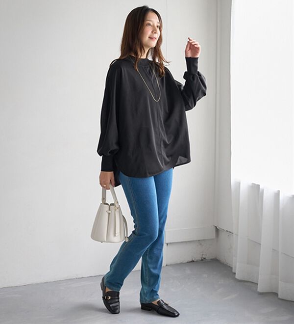 BELLUNA（ベルーナ）の「Ｔシャツ感覚なのにきちんとブラウス見え！カットジョーゼットプルオーバー（カットソー）」｜詳細画像