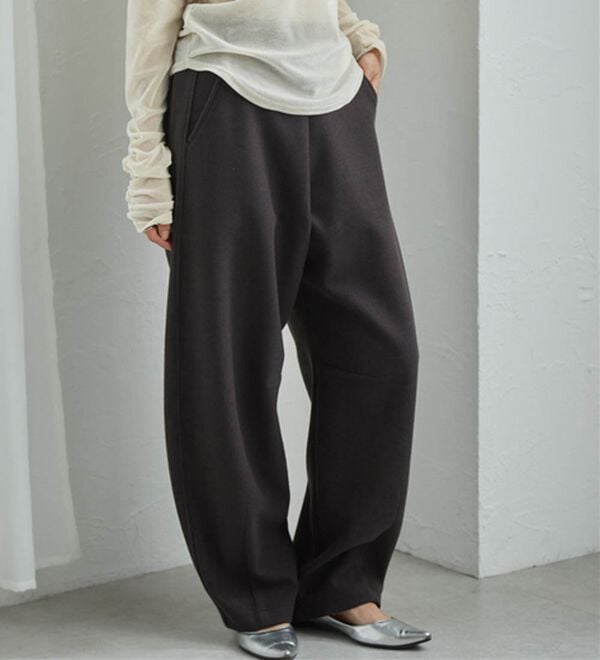 RANAN（ラナン）の「フェイクウールバレルレッグカーブパンツ（フルレングスパンツ）」｜詳細画像