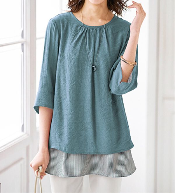 BELLUNA（ベルーナ）の「スラブ素材袖＆裾切替チュニック（チュニック）」｜詳細画像