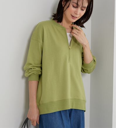 BELLUNA（ベルーナ）の「リブ使いハーフジップ裏毛プルオーバー（カットソー）」