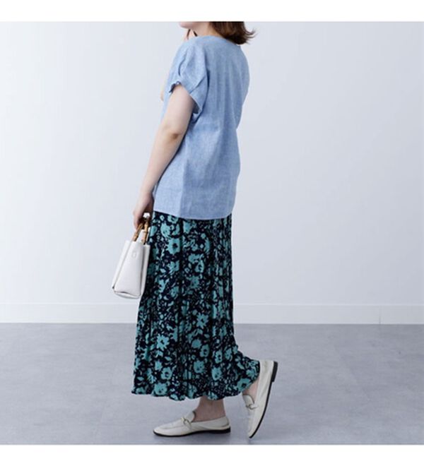 BELLUNA（ベルーナ）の「綿麻シャンブレー袖タックブラウス（ブラウス）」｜詳細画像