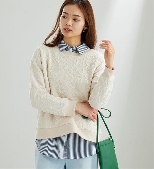 BELLUNA（ベルーナ）の「花柄ふくれジャカード素材プルオーバー（カットソー）」｜詳細画像