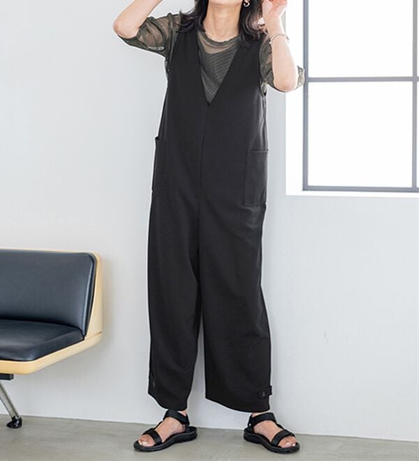 BELLUNA（ベルーナ）の「裾が絞れるベルト付！楽ラクサロペット（オールインワン）」｜詳細画像