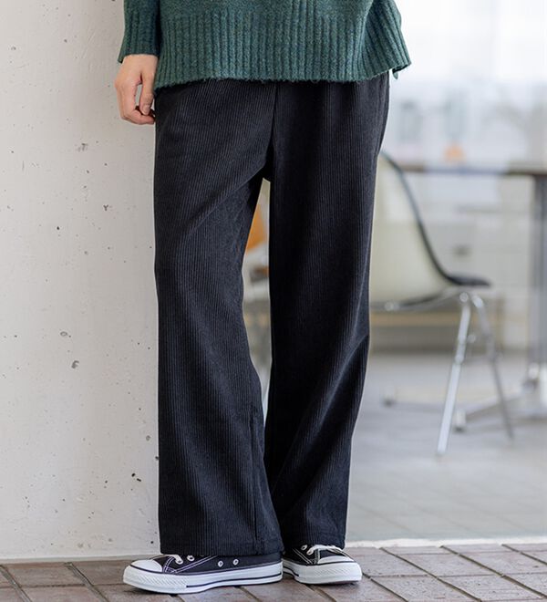 BELLUNA（ベルーナ）の「なめらか裏ベロアコーデュロイワイドパンツ（ワイドパンツ・ガウチョ）」｜詳細画像