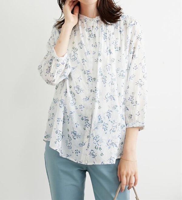 BELLUNA（ベルーナ）の「綿100％ギャザーデザインブラウス（ブラウス）」｜詳細画像