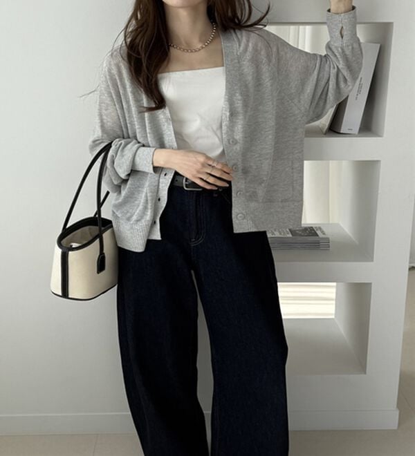 GeeRA（ジーラ）の「接触冷感！Ｖネックカーディガン（ニットカーディガン）」｜詳細画像