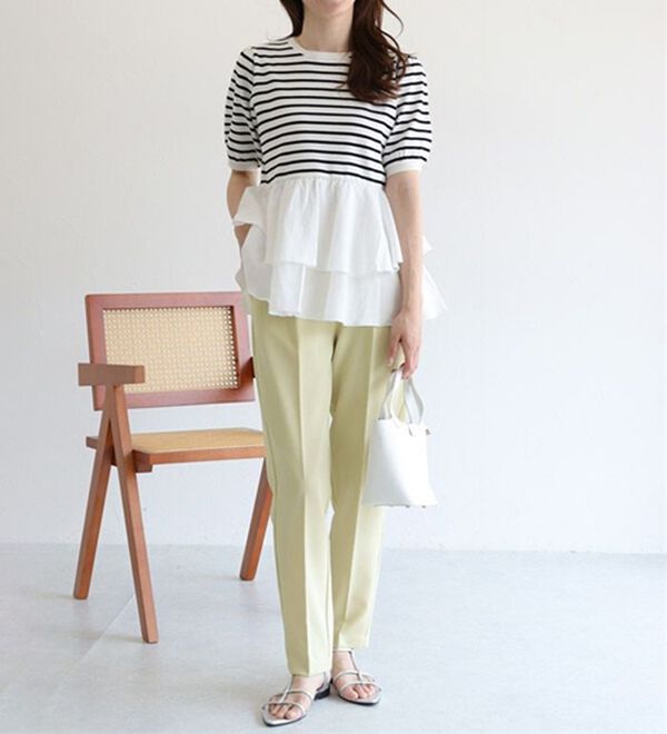 Pierrot（ピエロ）の「【選べる丈】高見えすっきりテーパードパンツ（フルレングスパンツ）」｜詳細画像