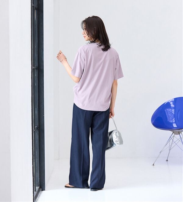 BELLUNA（ベルーナ）の「【汗ジミ対策◎】＜エアリーアイスコットン＞オーバーサイズＴシャツ【選べる袖丈】（カットソー）」｜詳細画像