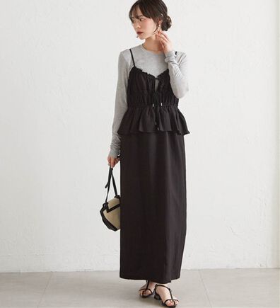 RANAN（ラナン）の「リボンギャザーペプラムナローワンピ（その他ワンピース）」
