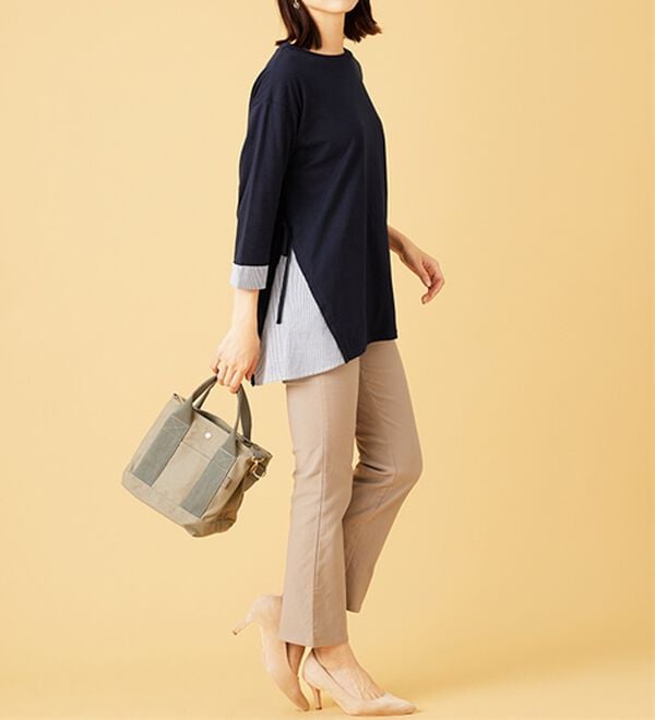 BELLUNA（ベルーナ）の「サイドリボンデザイン異素材切替チュニック（チュニック）」｜詳細画像