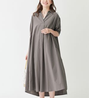 美品✨45R YUKI COTTON シャツワンピース スキッパー ゆったり3 美品✨45R YUKI COTTON シャツワンピース スキッパー ゆったり3