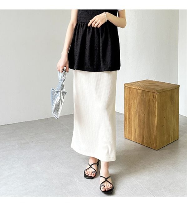 GeeRA（ジーラ）の「【着回し力◎】楽ちんすっきり見え！リブロングスカート（ロングスカート）」｜詳細画像