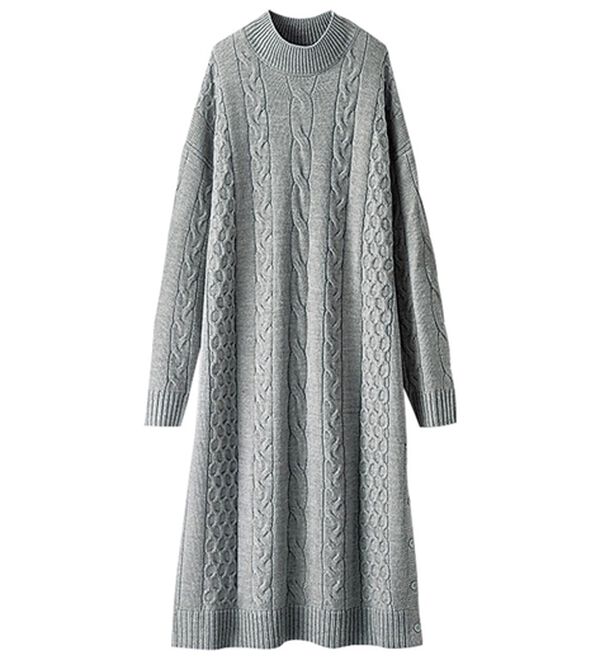 ケーブル柄ロング丈ニットワンピース - ベルーナ【公式】
