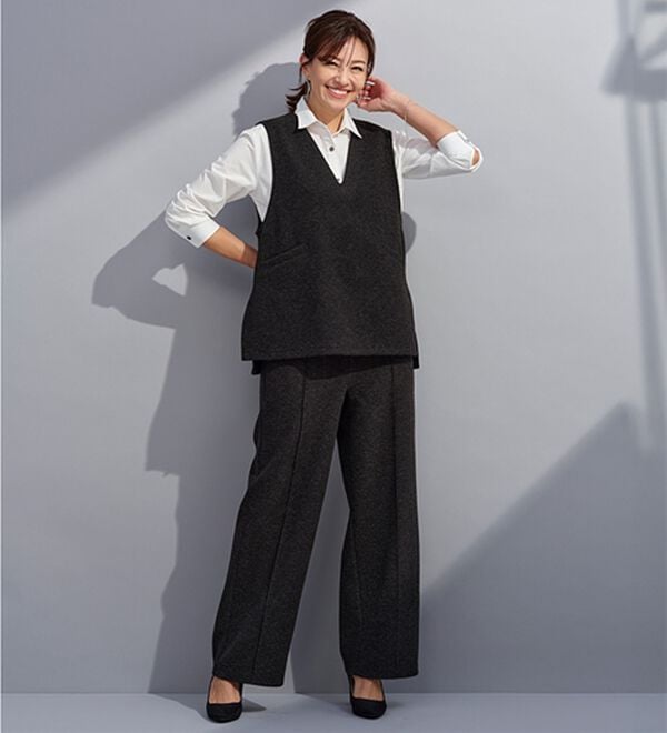 BELLUNA（ベルーナ）の「【セットアップ対応】ウールライク素材Ｖネックべスト（ベスト）」｜詳細画像