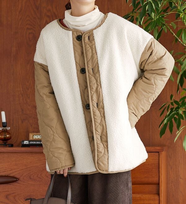 あったか2WAYキルト＆ボアリバーシブルコート - ベルーナ