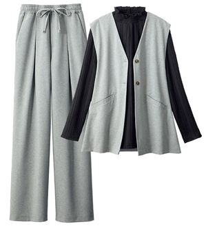 ルフラン（ルフラン）の「【３点セット】軽やか上品！３点セットアップ（パンツスーツ）」｜黒系