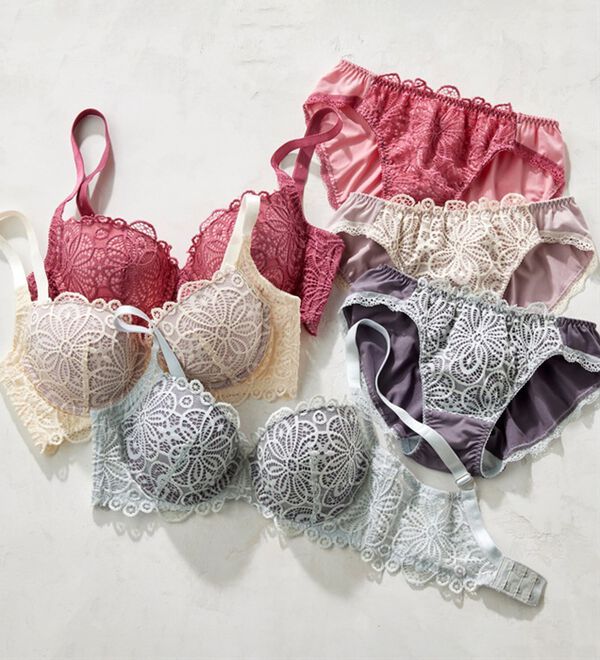 レーシー脇高スッキリブラ＆ショーツ ～配色カラー～ - ベルーナ【公式】