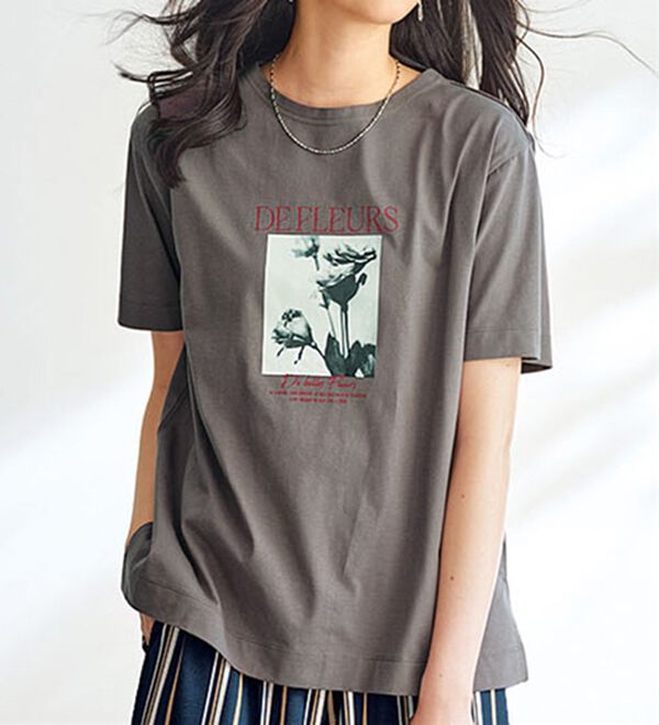 BELLUNA（ベルーナ）の「ヒンヤリ！綿１００％大人フォトプリントＴシャツ（Tシャツ）」｜チャコール