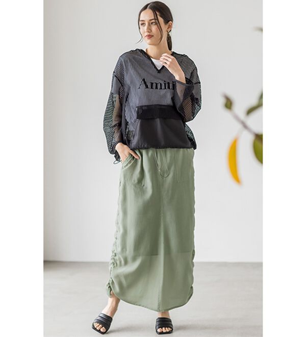 RANAN（ラナン）の「シアー素材ドロストカーゴスカート（ロングスカート）」｜詳細画像