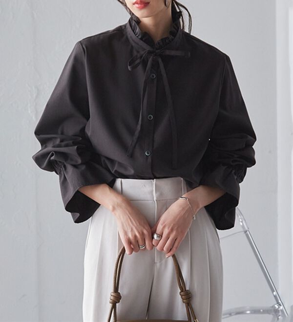 RANAN（ラナン）の「プチフリルリボン付きブラウス（ブラウス）」｜詳細画像