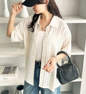 GeeRA（ジーラ）の「透かし編カットソーポロ衿シャツ（シャツ）」｜詳細画像