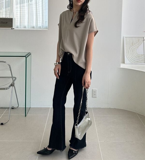 GeeRA（ジーラ）の「前後２ＷＡＹハーフジップＴブラウス（ブラウス）」｜詳細画像